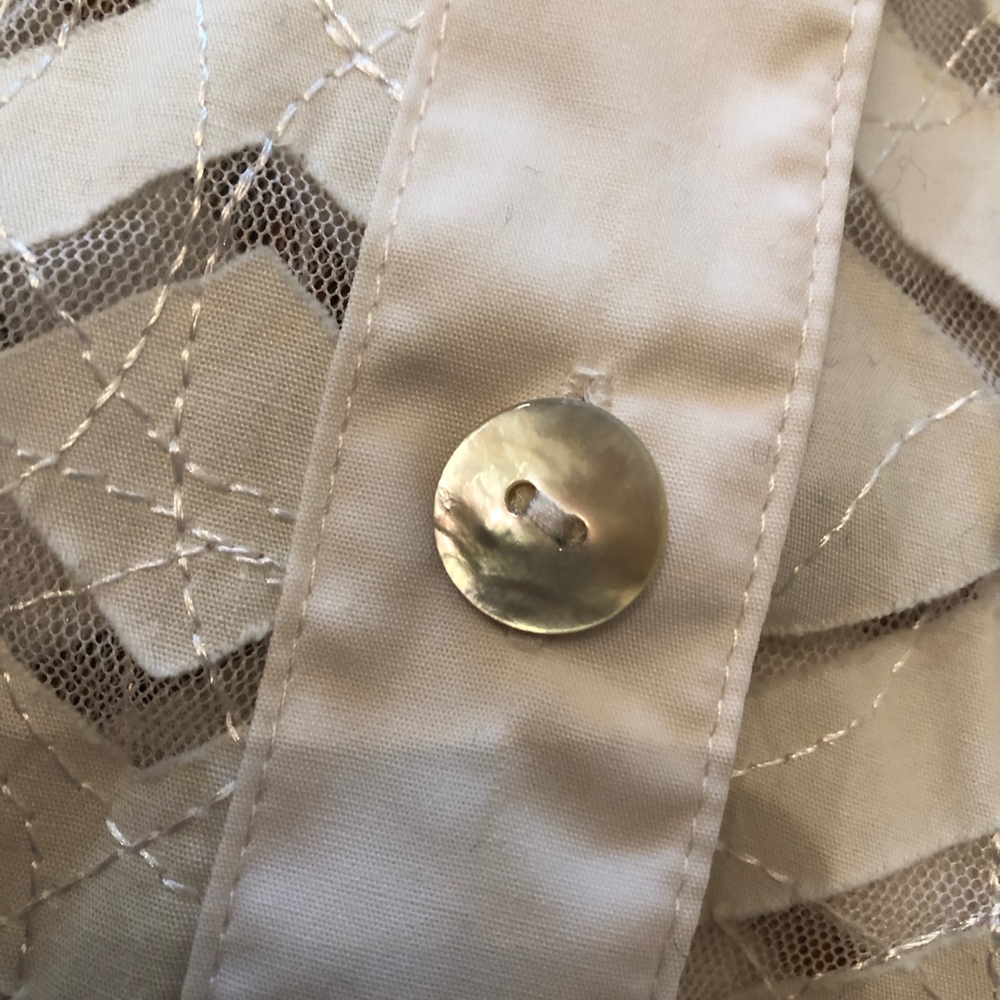 Robert Kitchen White Sheer Patch Blouse - image 5